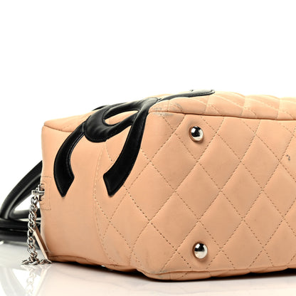 Chanel Calfskin Quilted Large Cambon Bowler Beige Black 8 of 13