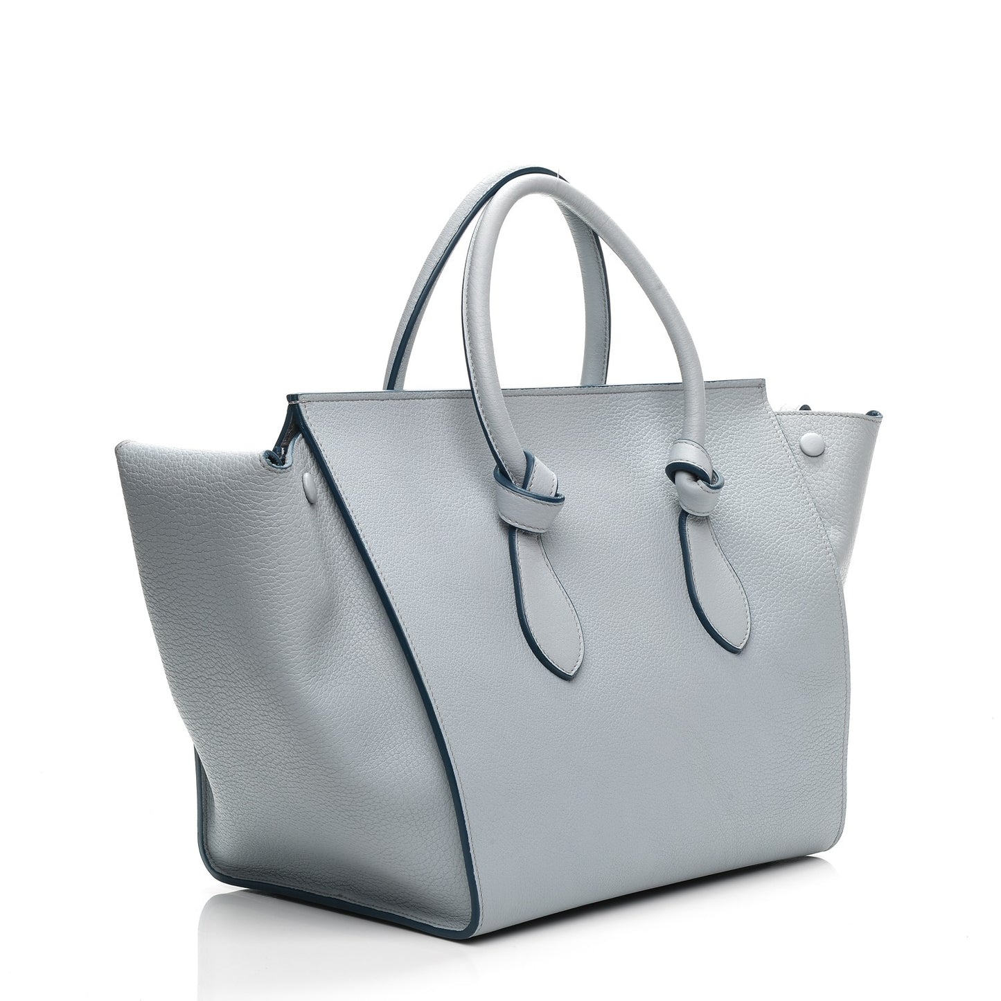 Crisped Calfskin Small Tie Knot Tote Light Blue
