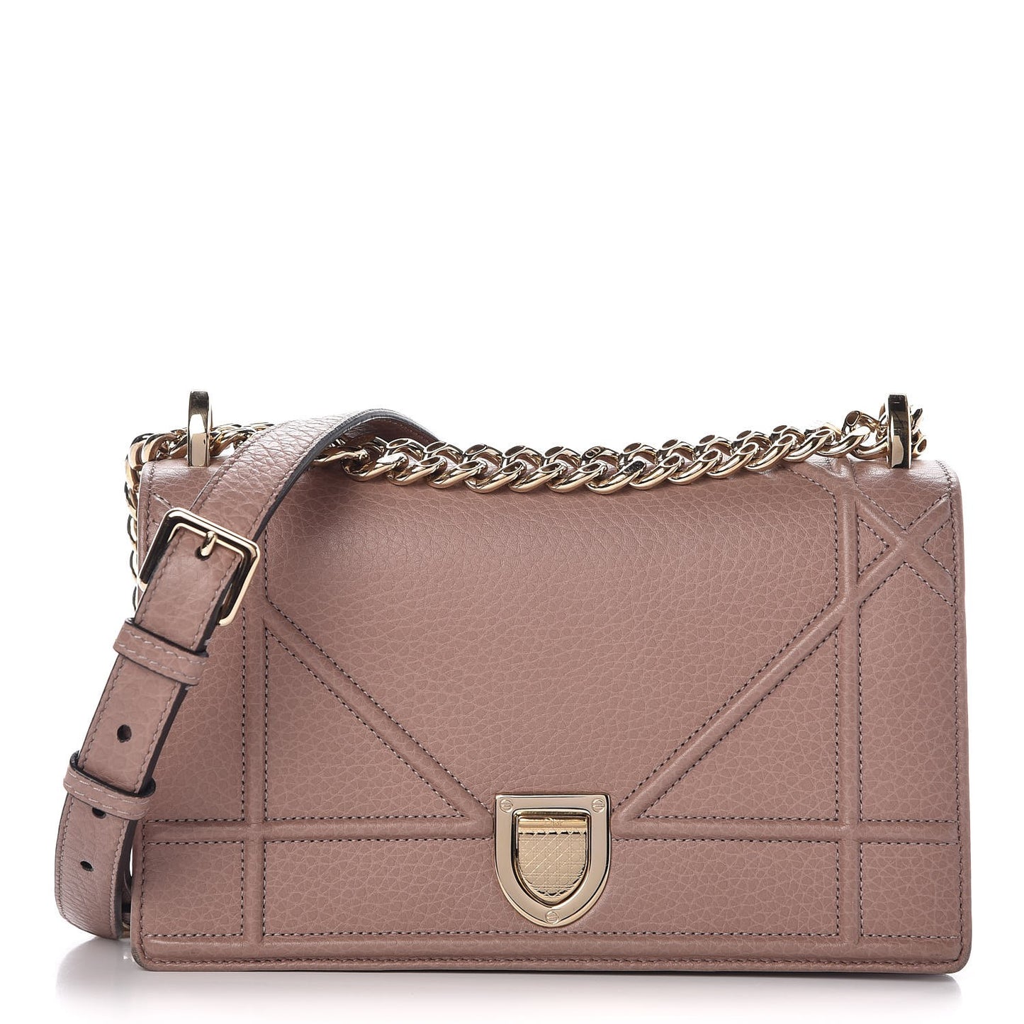 Grained Calfskin Small Diorama Flap Bag Taupe