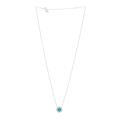 Tiffany 18K White Gold Turquoise T Circle Pendant Necklace 3 of 5