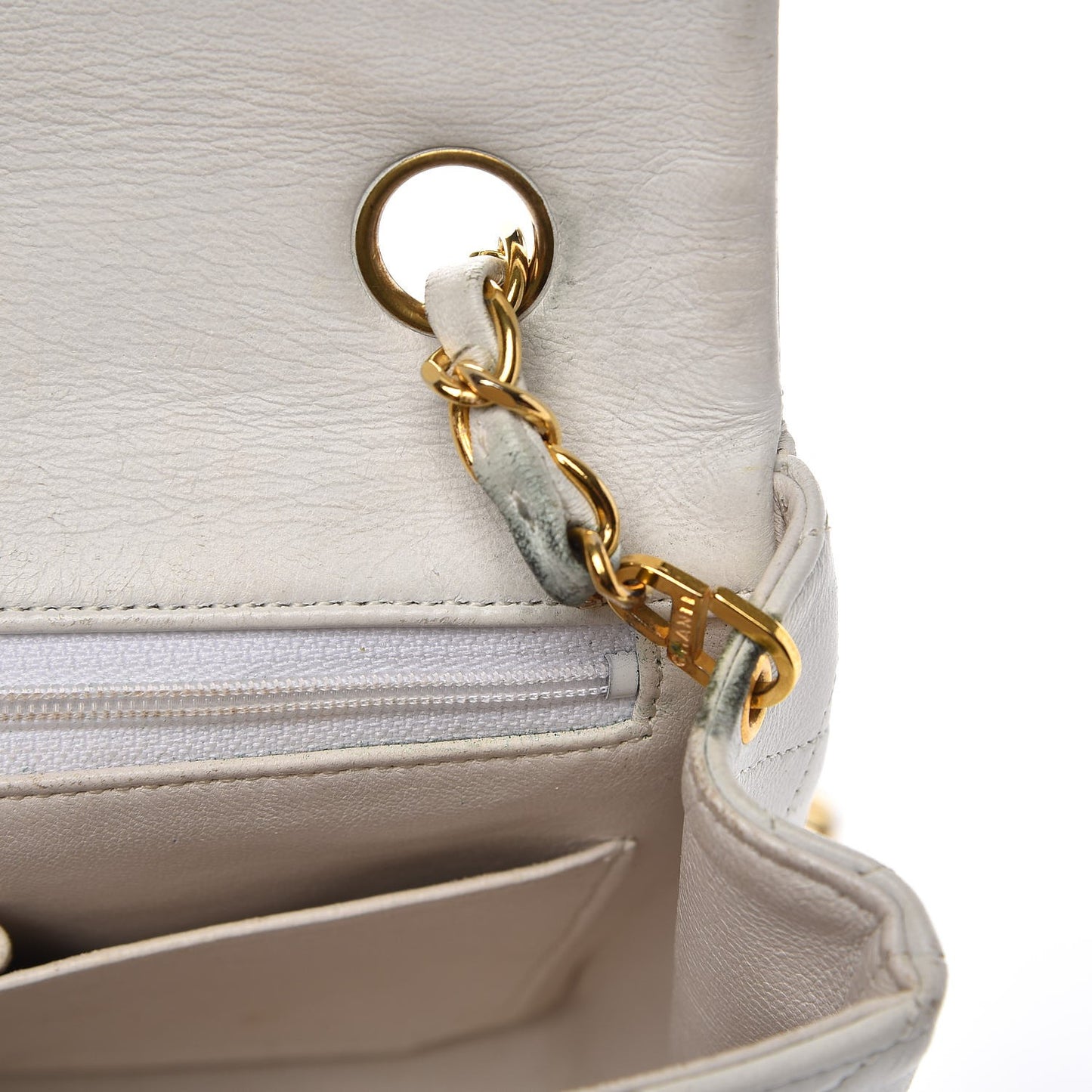 Lambskin Quilted Small Single Flap White