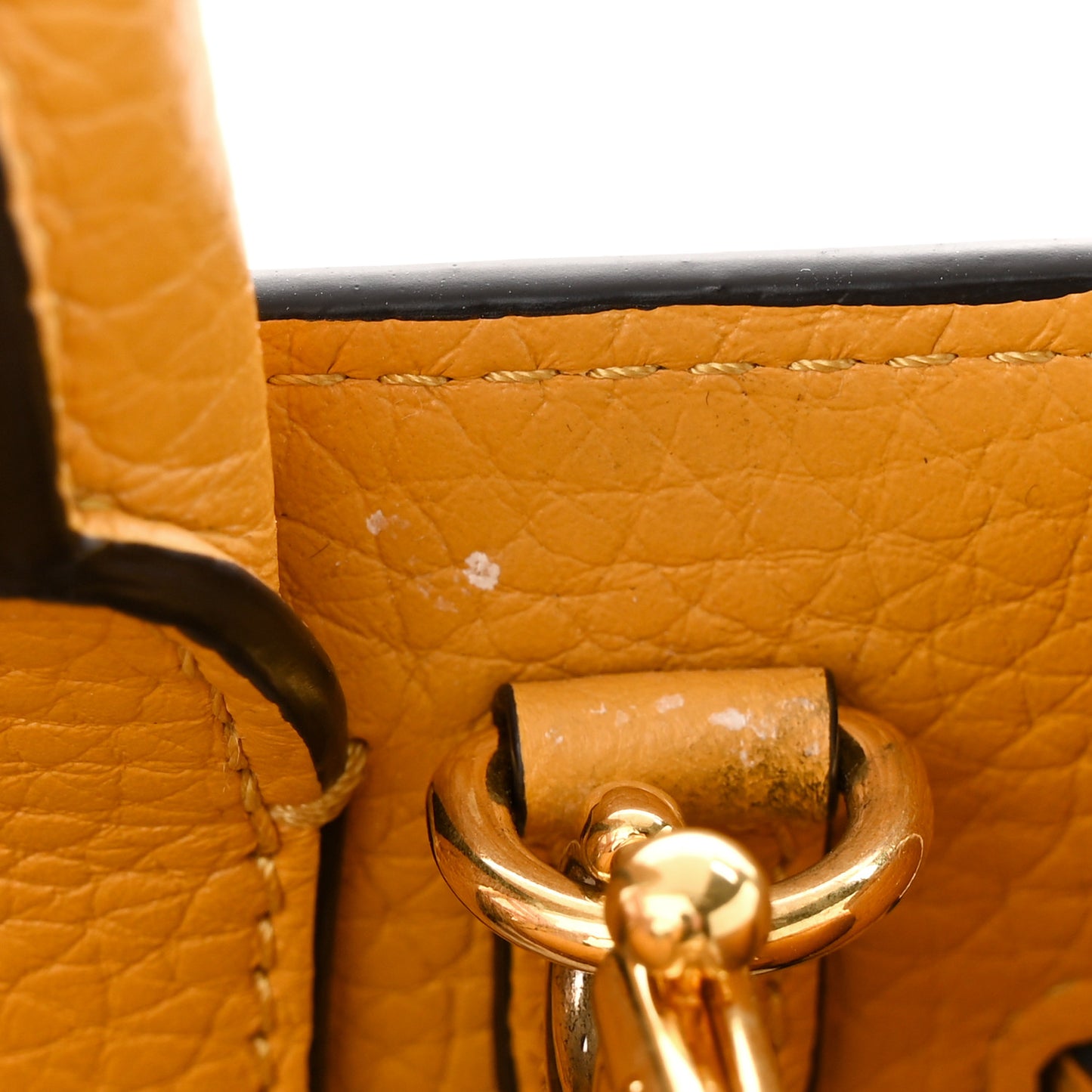 Heavy Grain Calfskin Small Belted Bayswater Tote Deep Amber