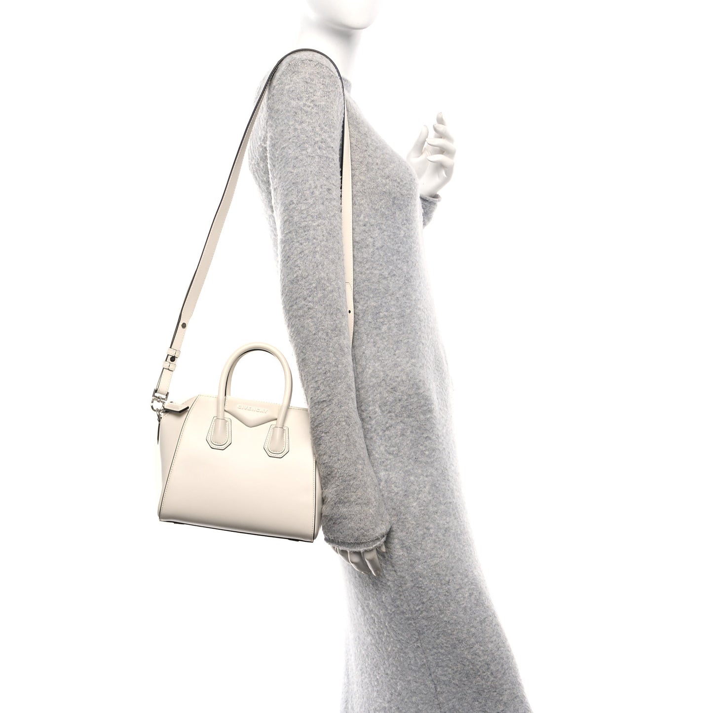 Shiny Lord Calfskin Mini Antigona Ivory