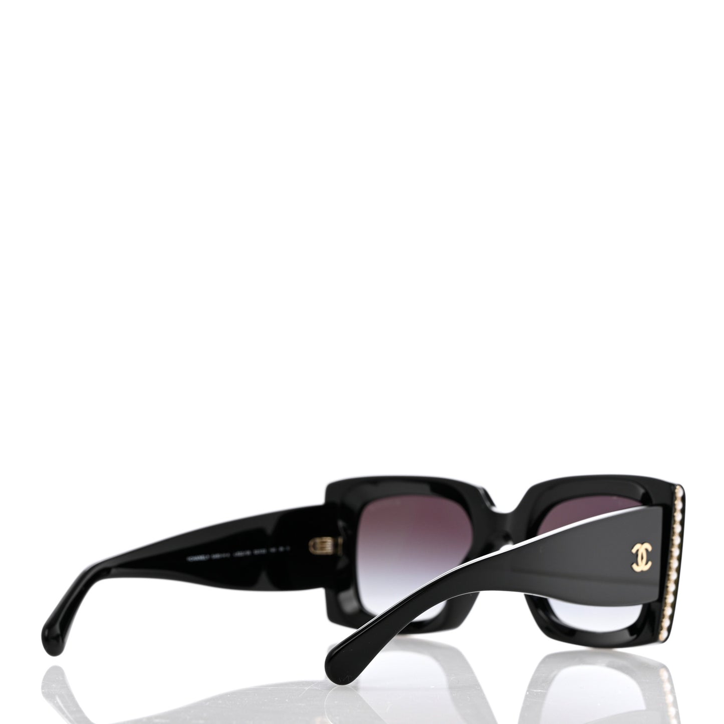 Acetate Pearl Rectangle Sunglasses 5480-H-A Black