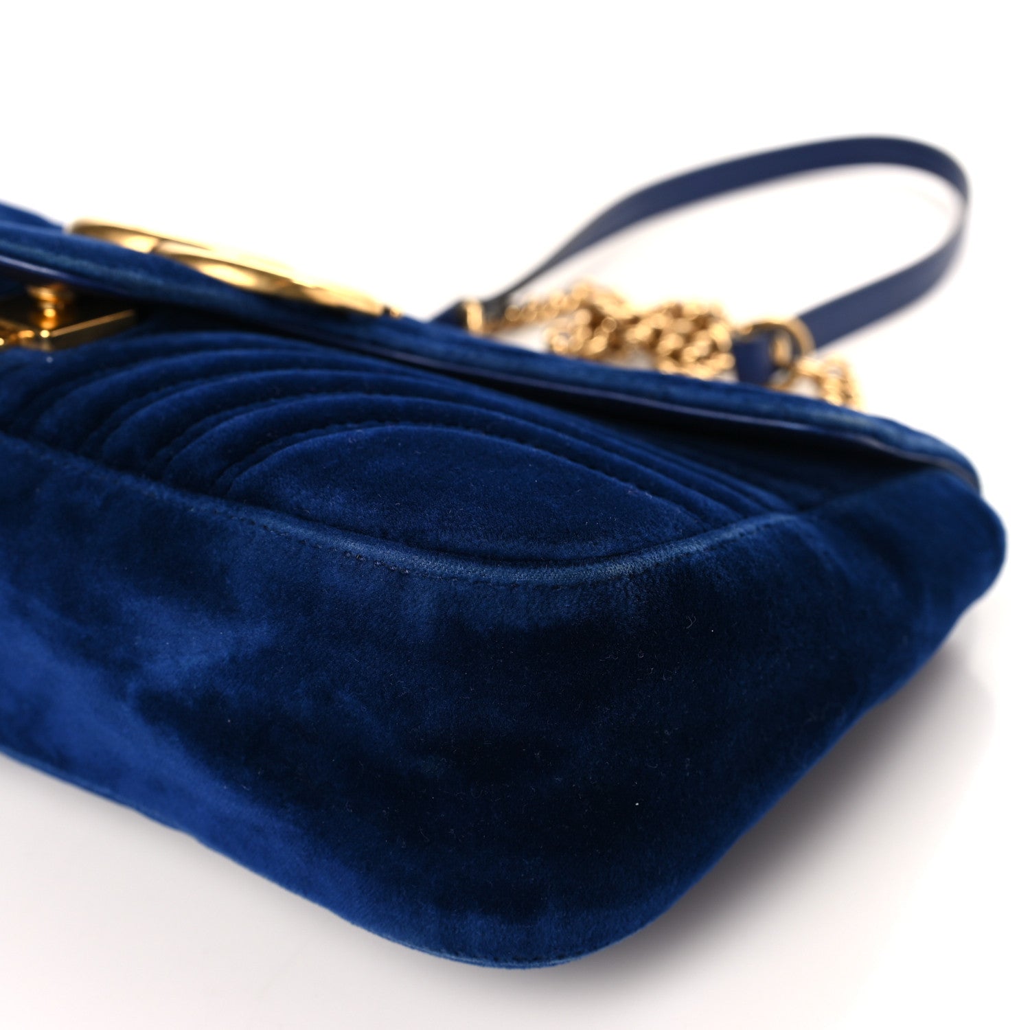 Gucci Velvet Matelasse Medium GG Marmont Shoulder Bag Cobalt Blue 9 of 9