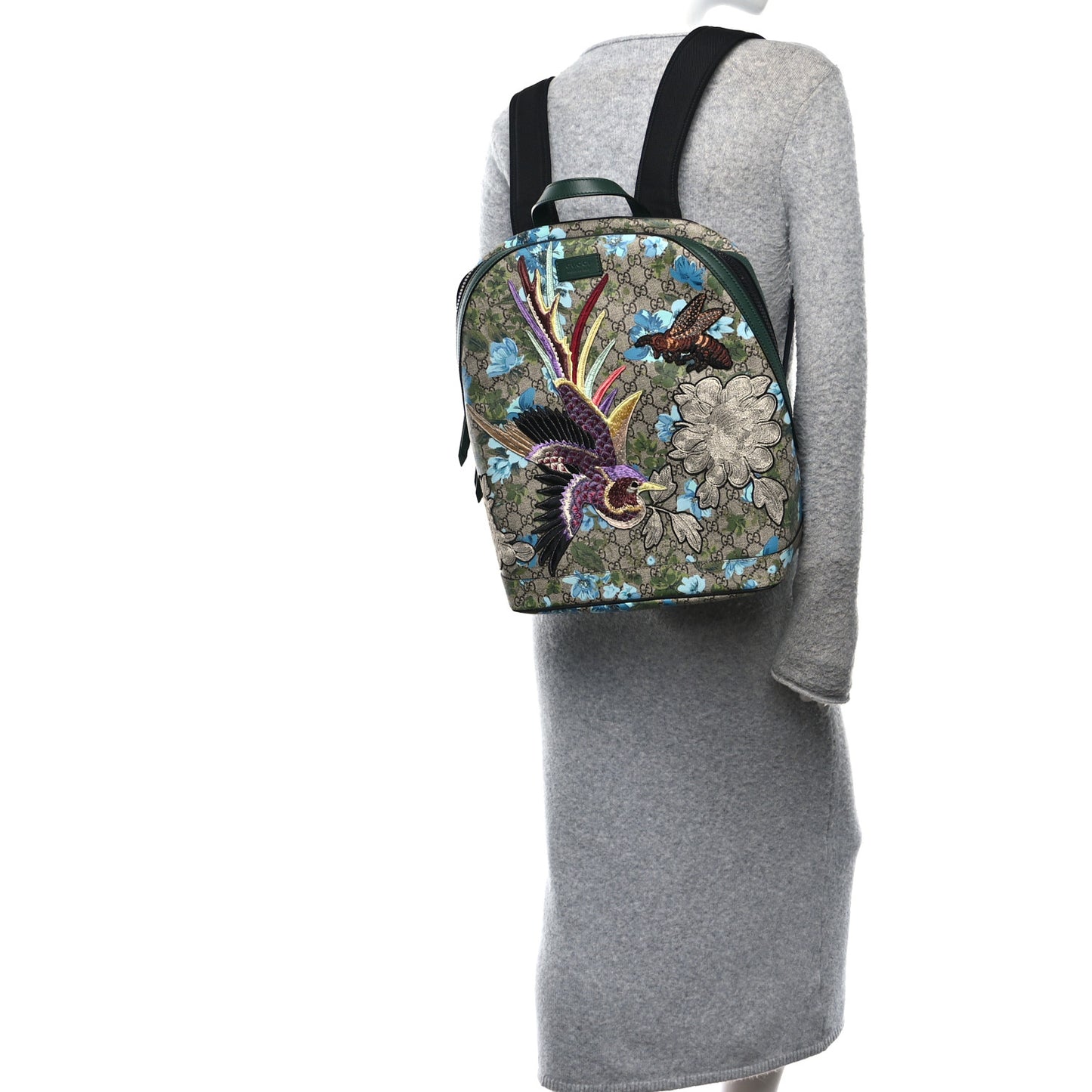GG Supreme Monogram Blooms Bird Embroidered Dome Backpack