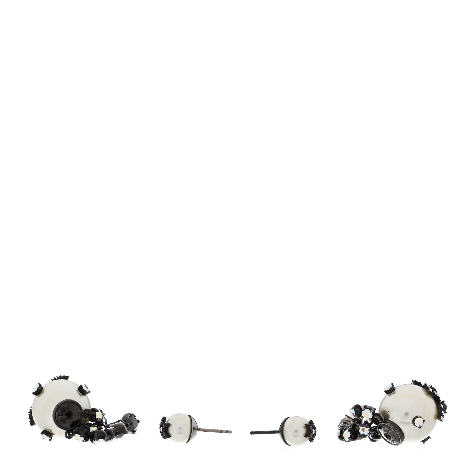 Christian Dior Pearl Crystal Tribales Butterfly Star Dangle Earrings Ruthenium Multicolor 3 of 6