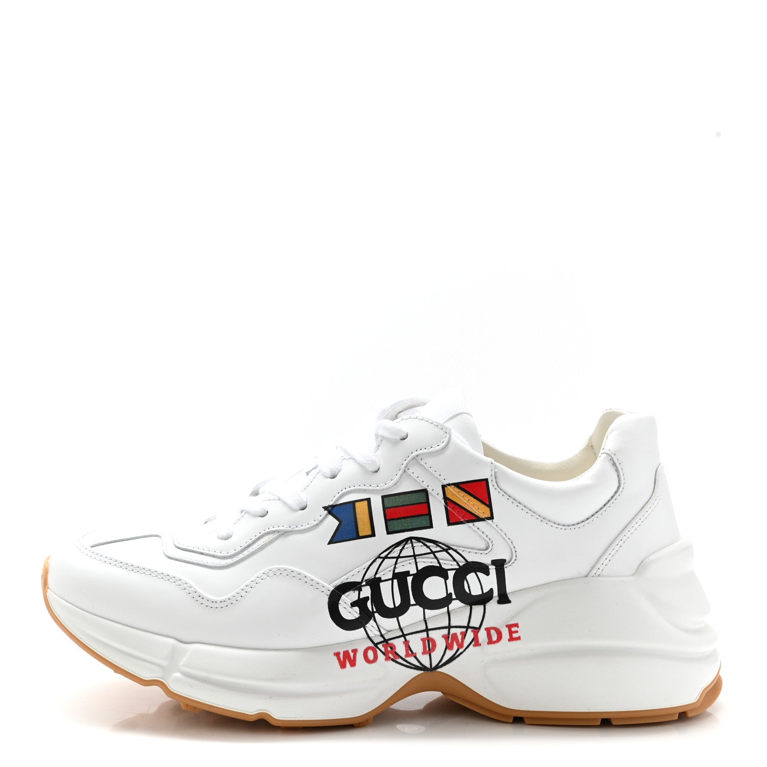 Gucci Calfskin Worldwide Womens Rhyton Sneakers 37 Great White 1 of 8