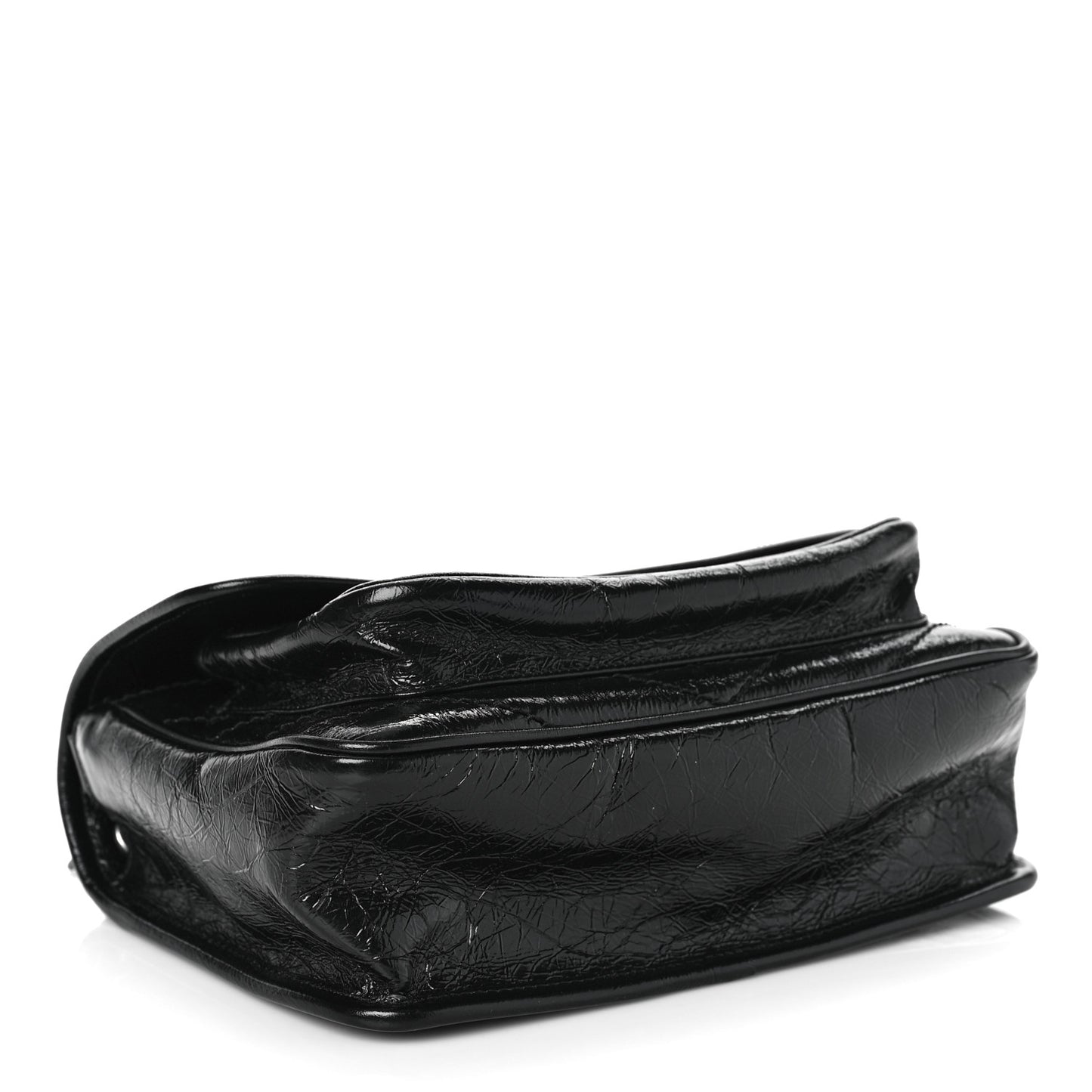 Crinkled Lambskin Matelasse Monogram Baby Niki Chain Satchel Black