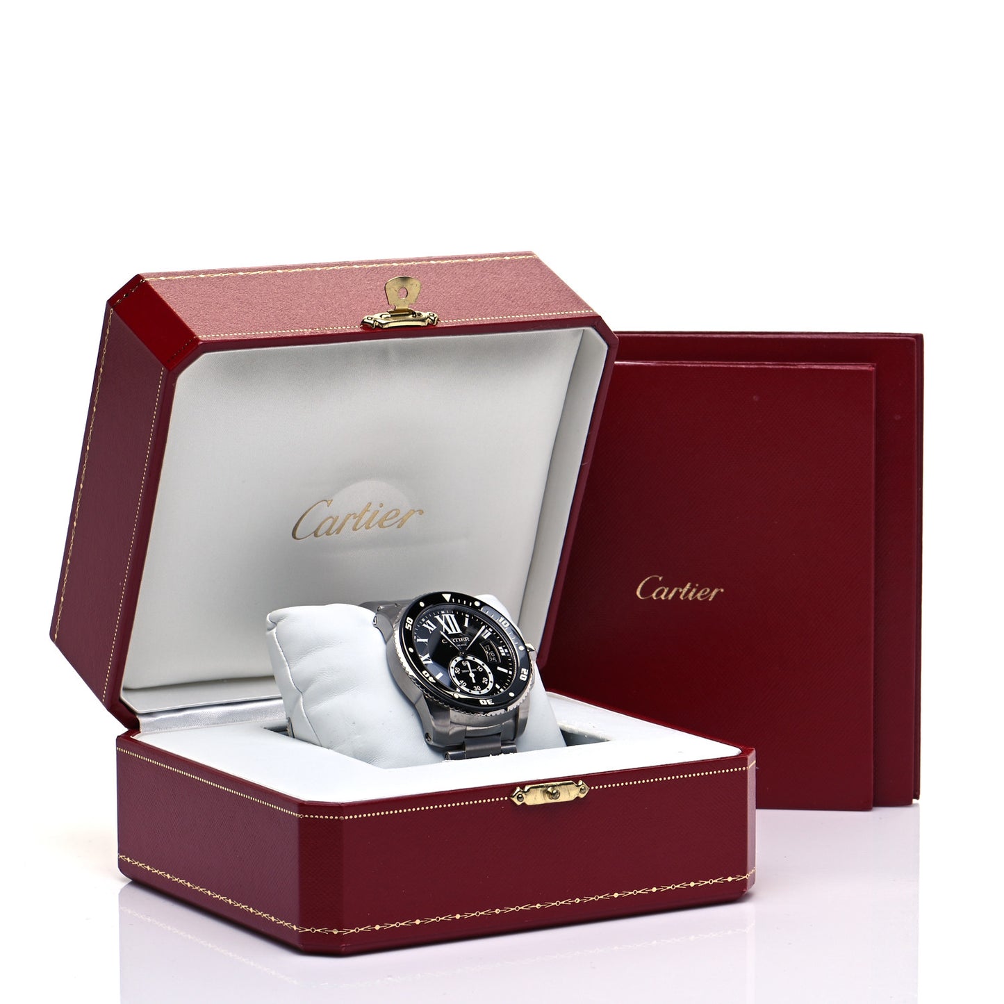 Stainless Steel 42mm Calibre de Cartier Diver Automatic Watch Black