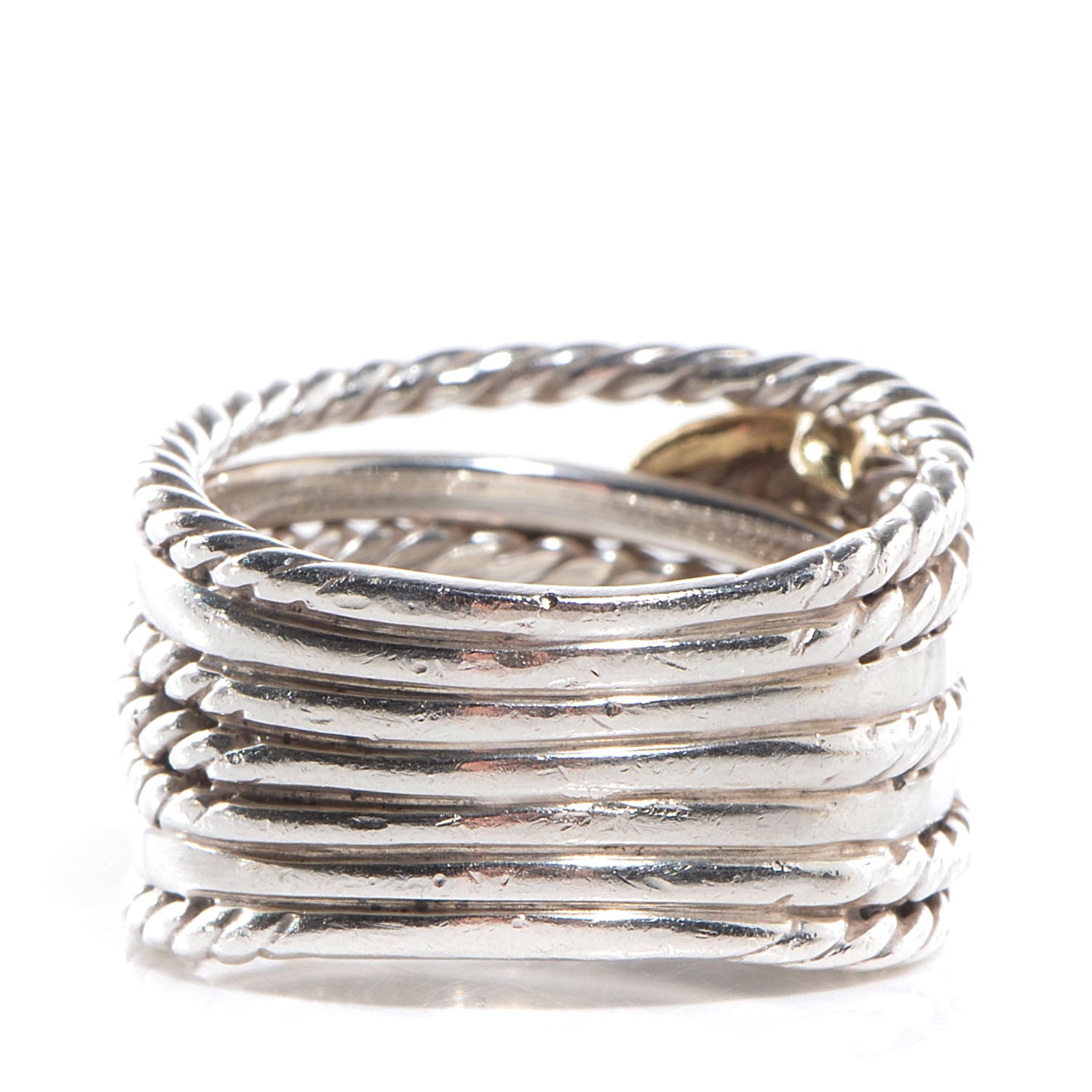 David Yurman Sterling Silver 18K Yellow Gold Double X Crossover Ring 52 6 3 of 7