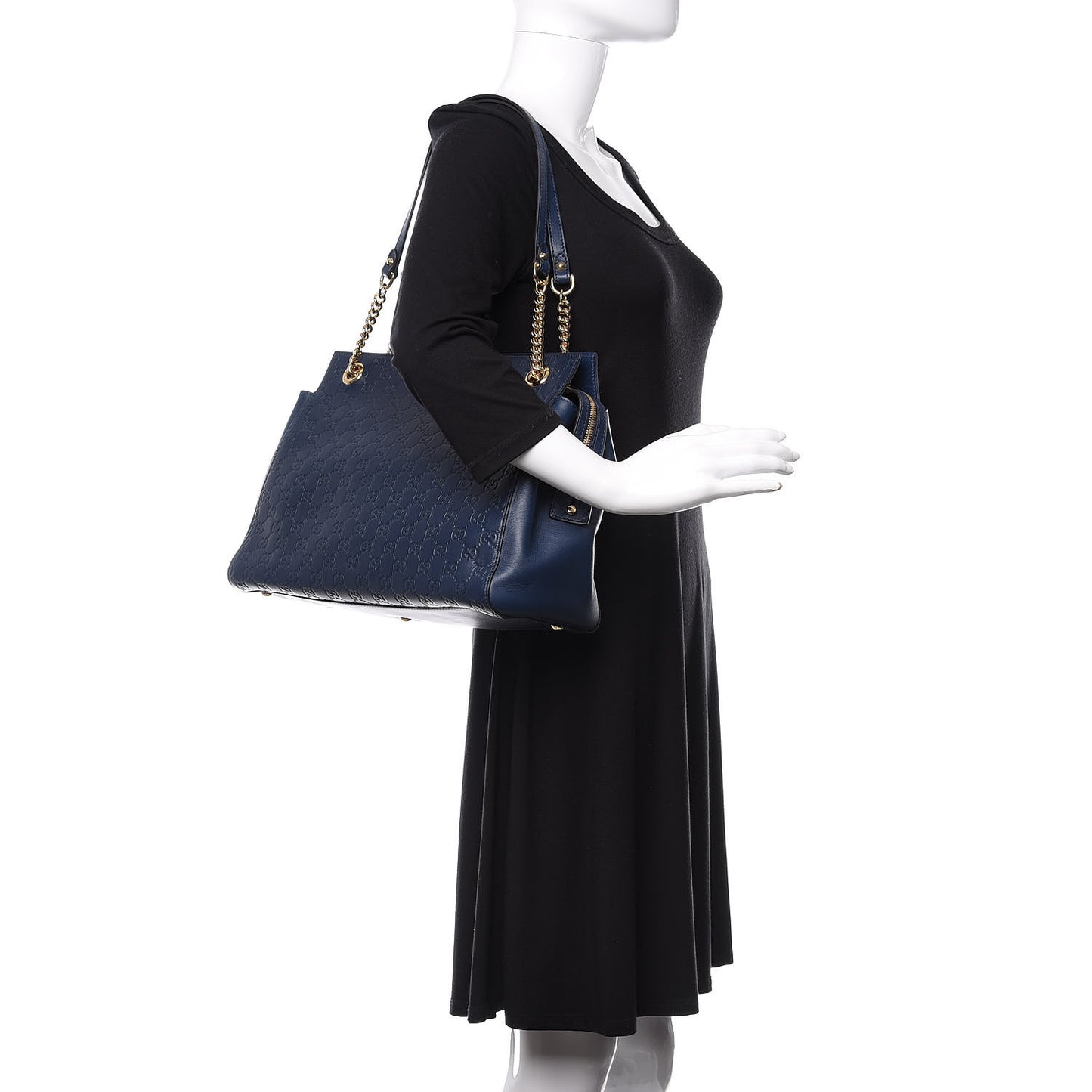 Guccissima Signature Large Chain Shoulder Bag Blue