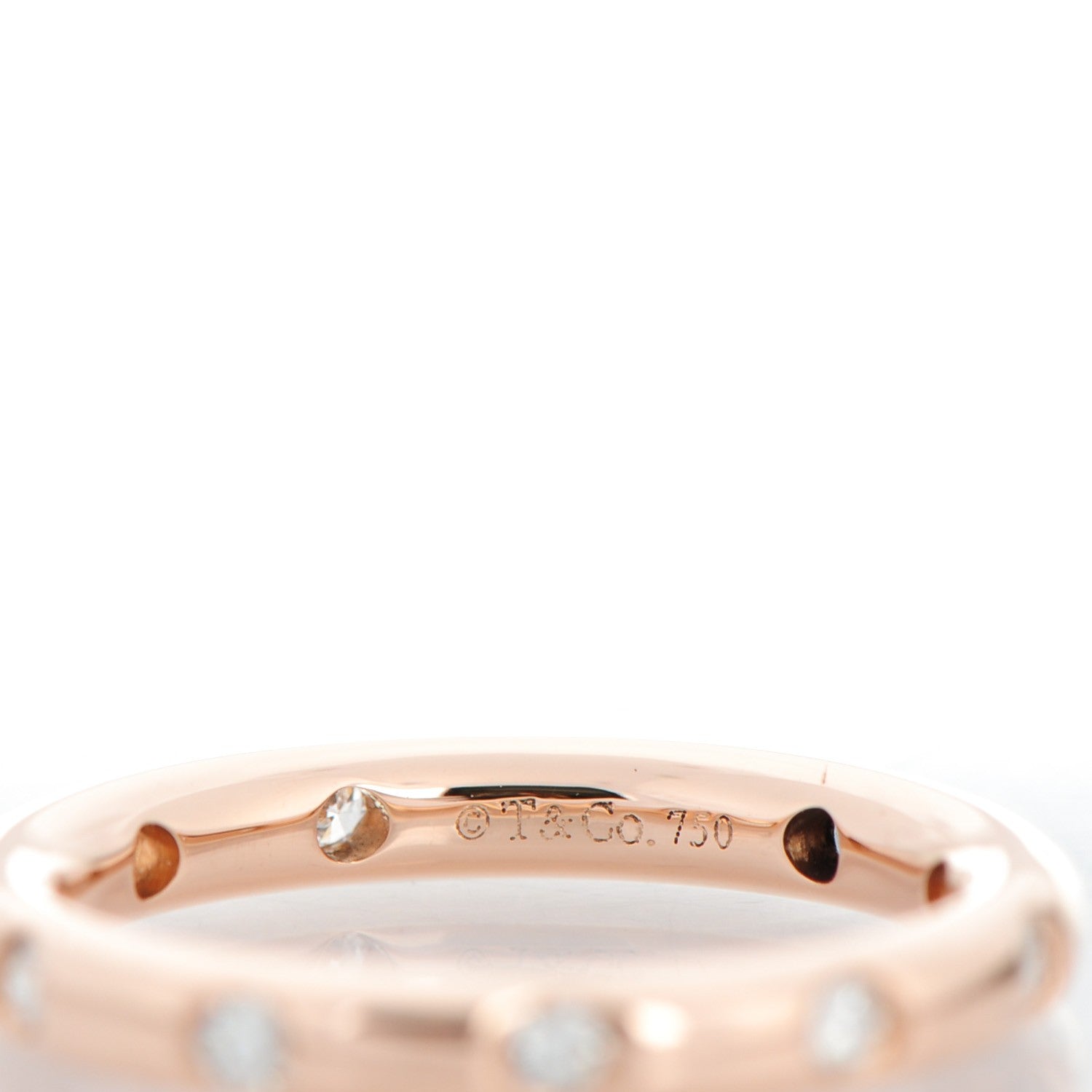 Tiffany 18K Rose Gold Diamond Bezet Band Ring 3.5 3 of 4