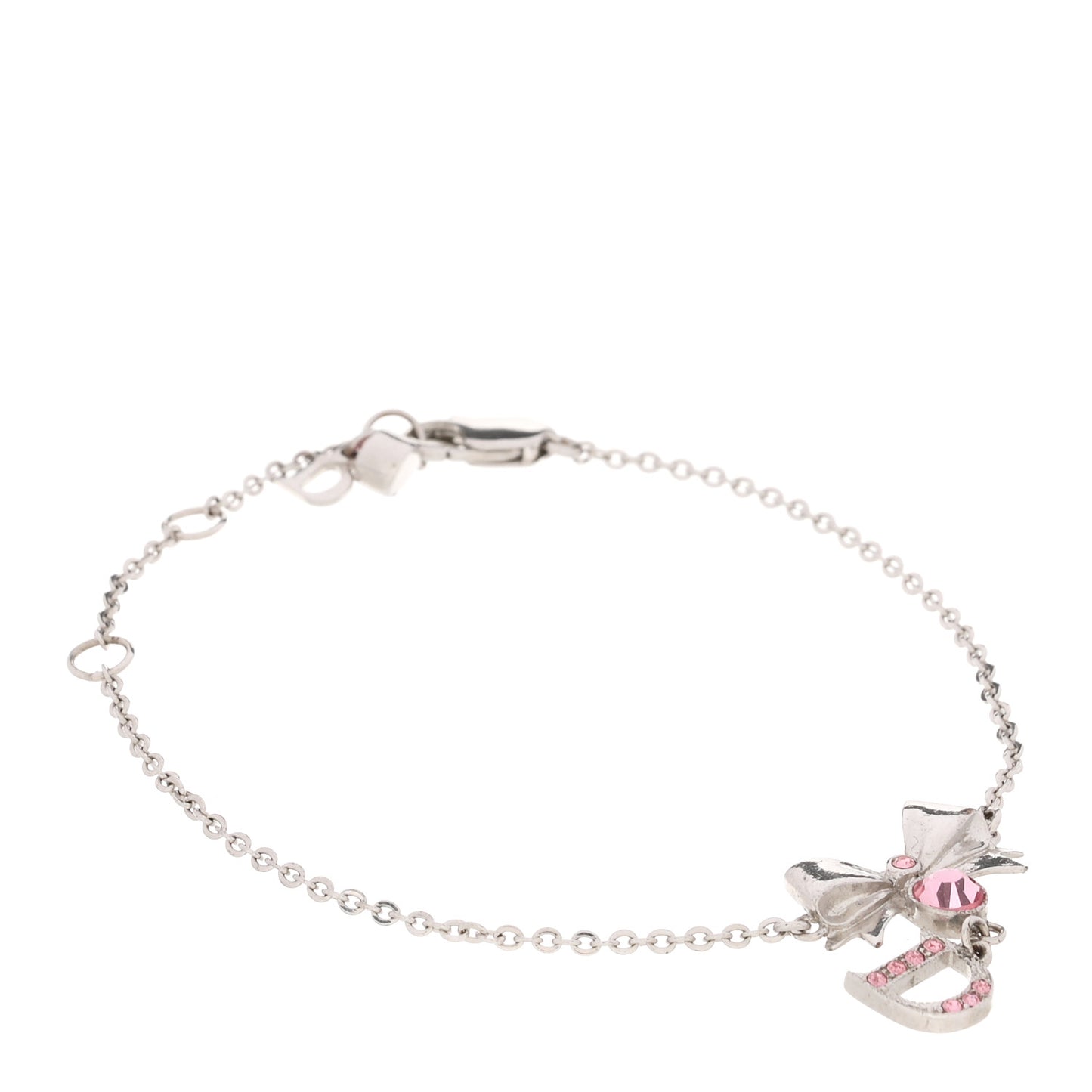 Crystal Bow D Bracelet Silver Pink