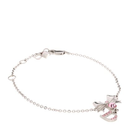 Christian Dior Crystal Bow D Bracelet Silver Pink 1 of 4