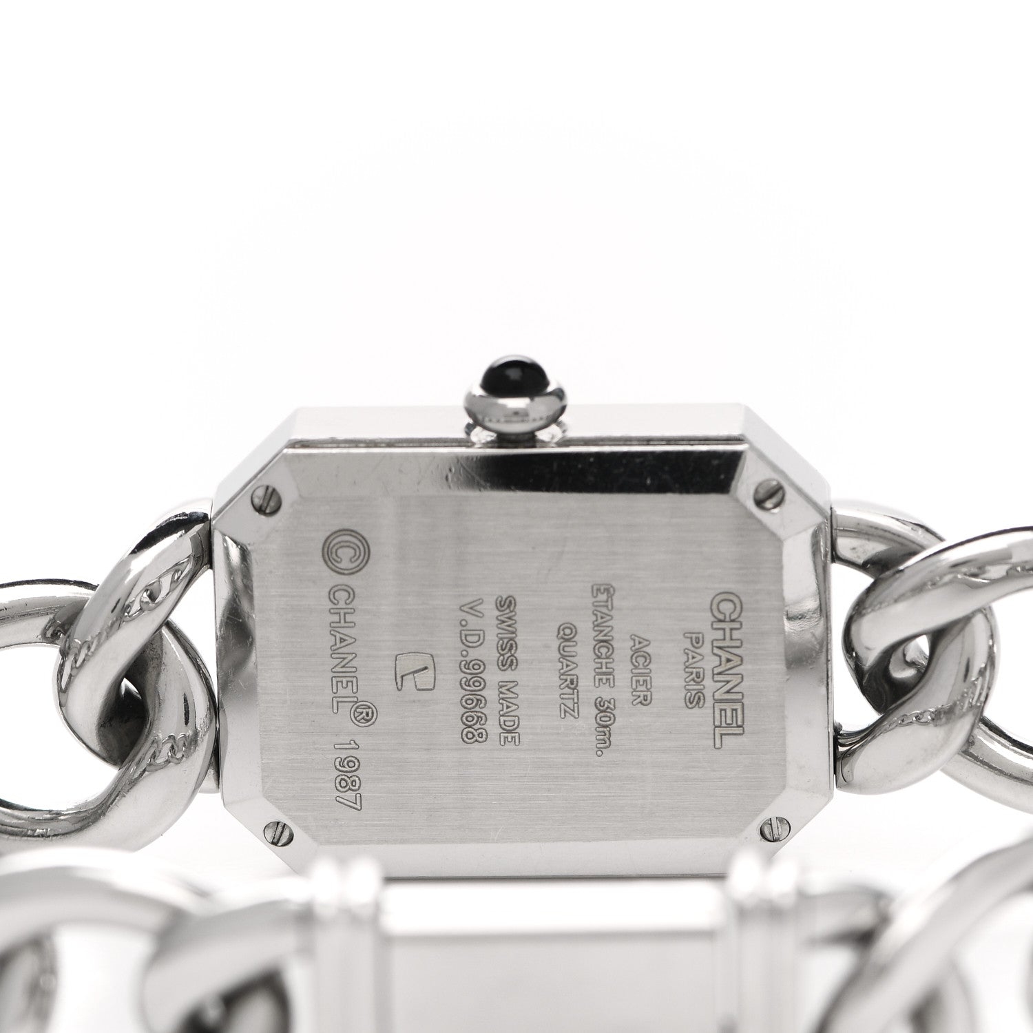 Chanel Stainless Steel 20mm Chain Premiere Quartz Watch Black L 4 of 4