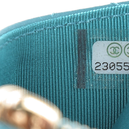 Chanel Lambskin Quilted Zip Card Holder Turquoise 6 of 8