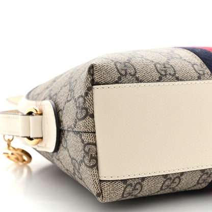 Gucci GG Supreme Monogram Textured Dollar Calfskin Web Small Ophidia Dome Shoulder Bag Beige Ebony Mystic White 9 of 12