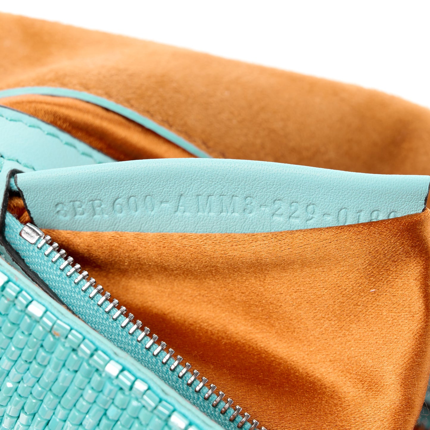 Rolling Stone Vitello Seta Bead Embroidered Re-Edition Baguette Spring Turquoise