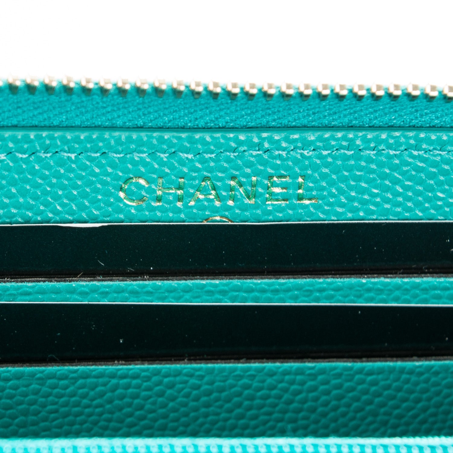 Chanel Caviar Quilted Small Zip Around Wallet Turquoise 6 of 8