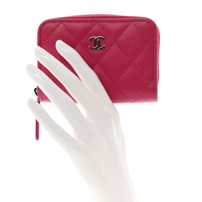 Chanel Caviar Quilted Zip Around Coin Purse Dark Pink 2 of 9