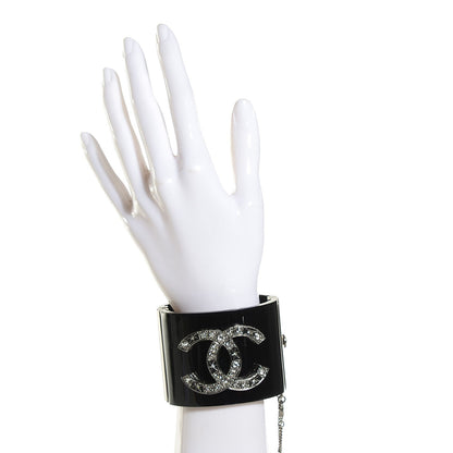 Chanel Resin Crystal CC Cuff Black 2 of 7