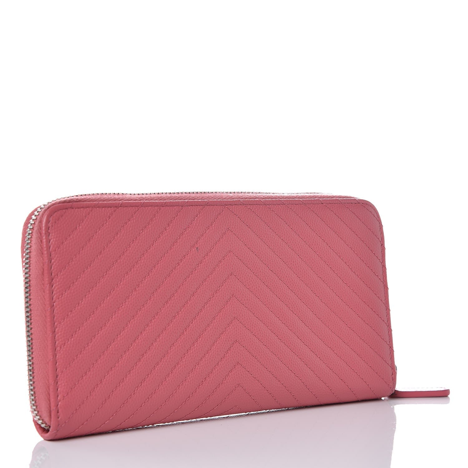 Chanel Caviar Chevron Large Gusset Zip Around Wallet Pink 3 of 11