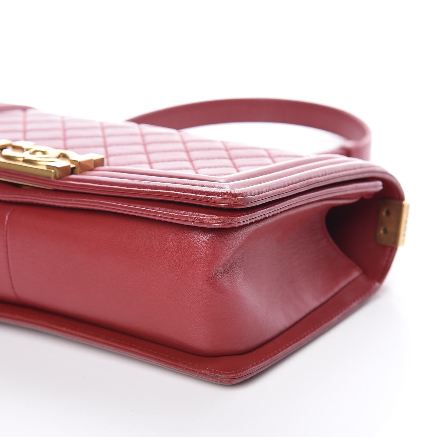 Lambskin Quilted Medium Boy Flap Dark Red