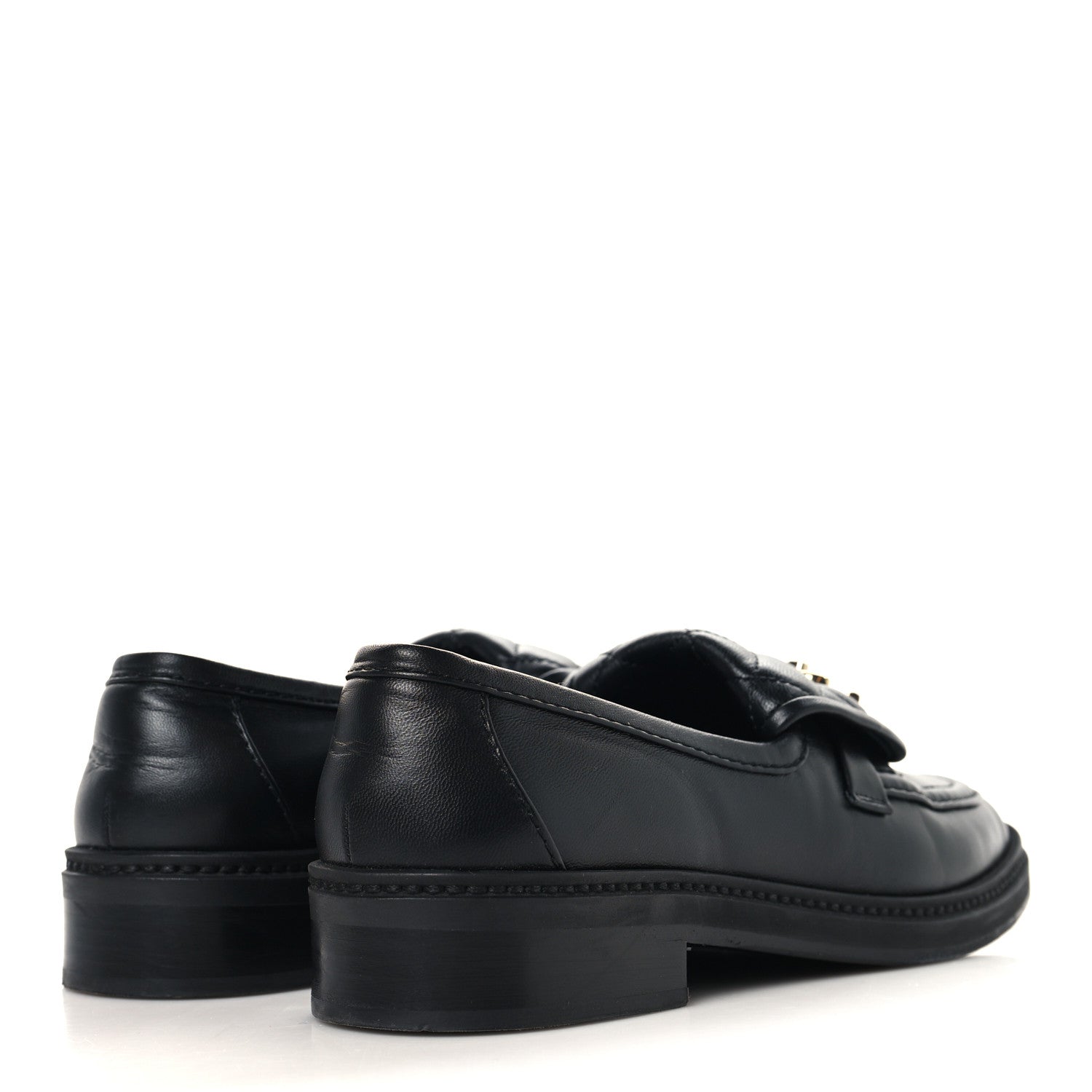 Chanel Lambskin Quilted CC Turnlock Loafers 37 Black 5 of 9
