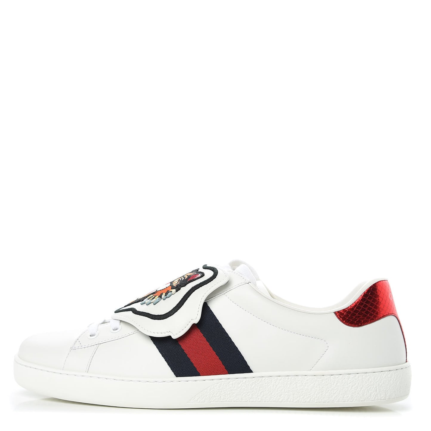 Calfskin Ayers Web Angry Cat Embroidered Mens Ace Sneakers 11.5 White