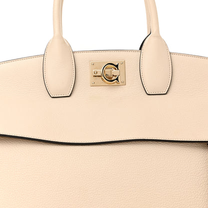 Salvatore Ferragamo Calfskin Large Studio Bag Bone 9 of 16