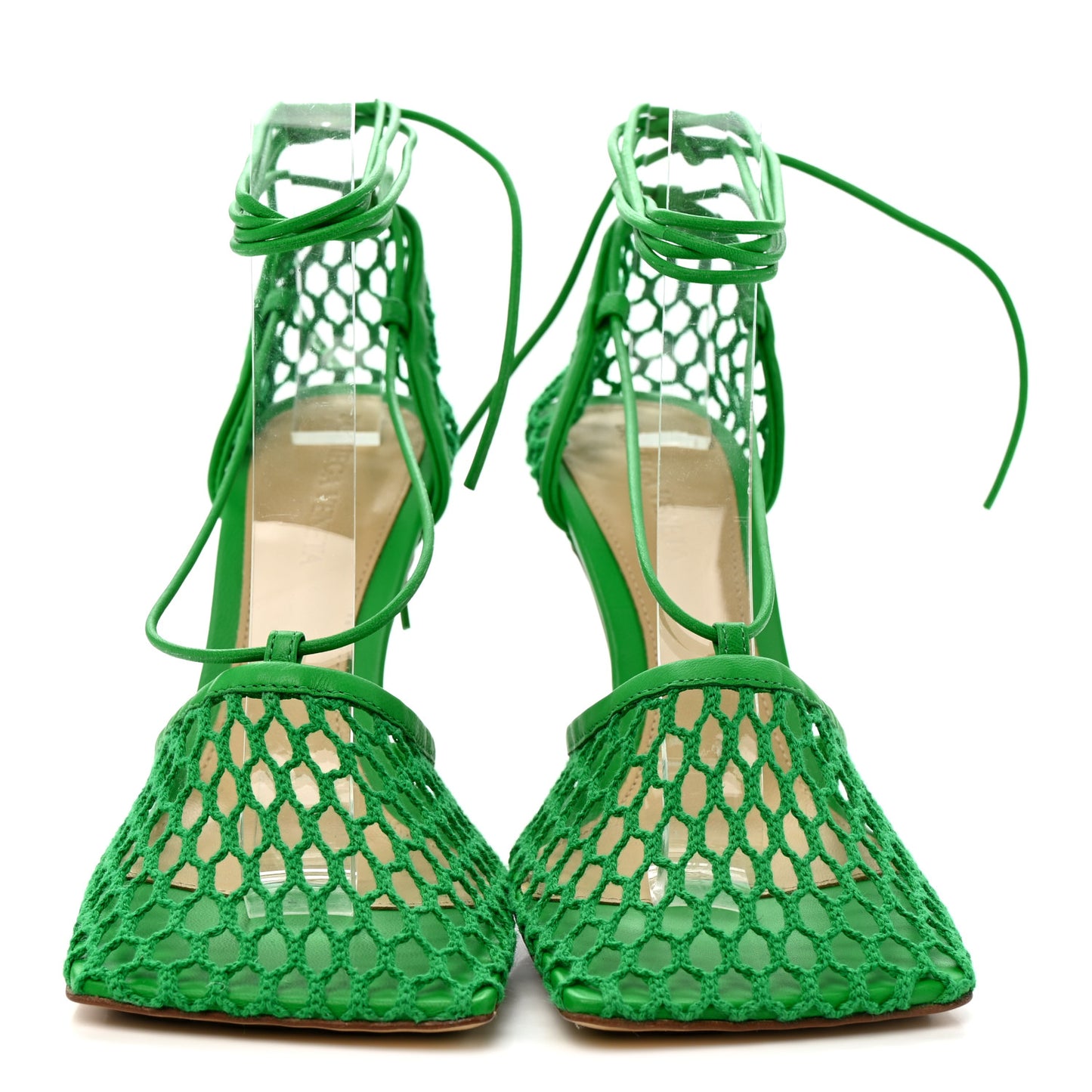 Mesh Nappa Stretch Ankle Tie 90mm Sandals 37 Grass