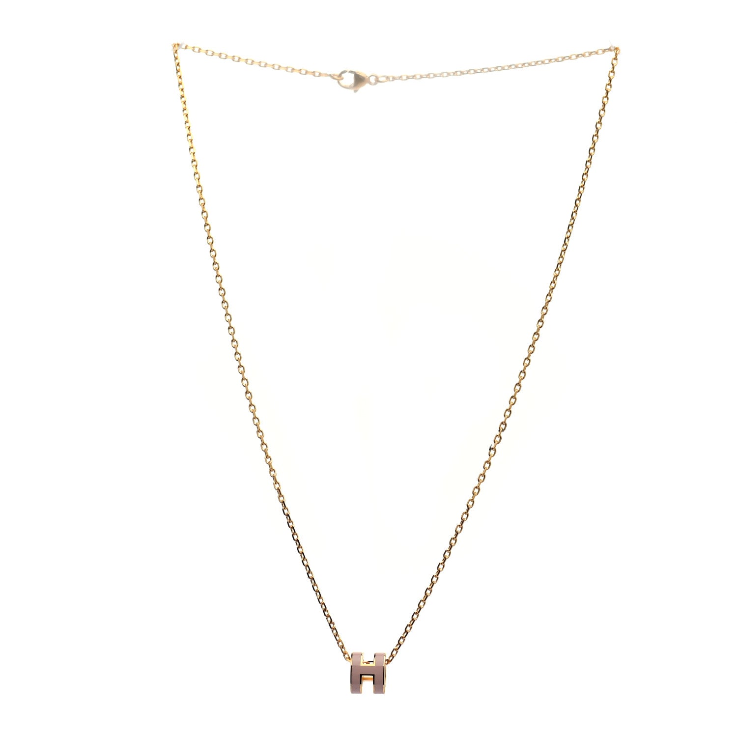 Hermes Lacquered Rose Gold Mini Pop H Pendant Necklace Rose Dragee 3 of 4