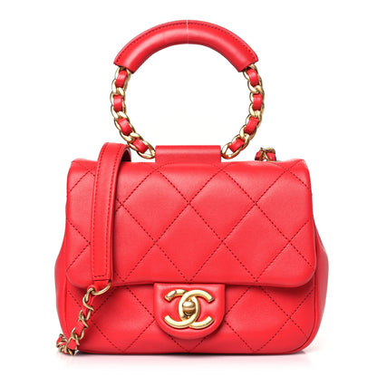 Chanel Lambskin Quilted Small In The Loop Handle Flap Bag Red 1 of 11