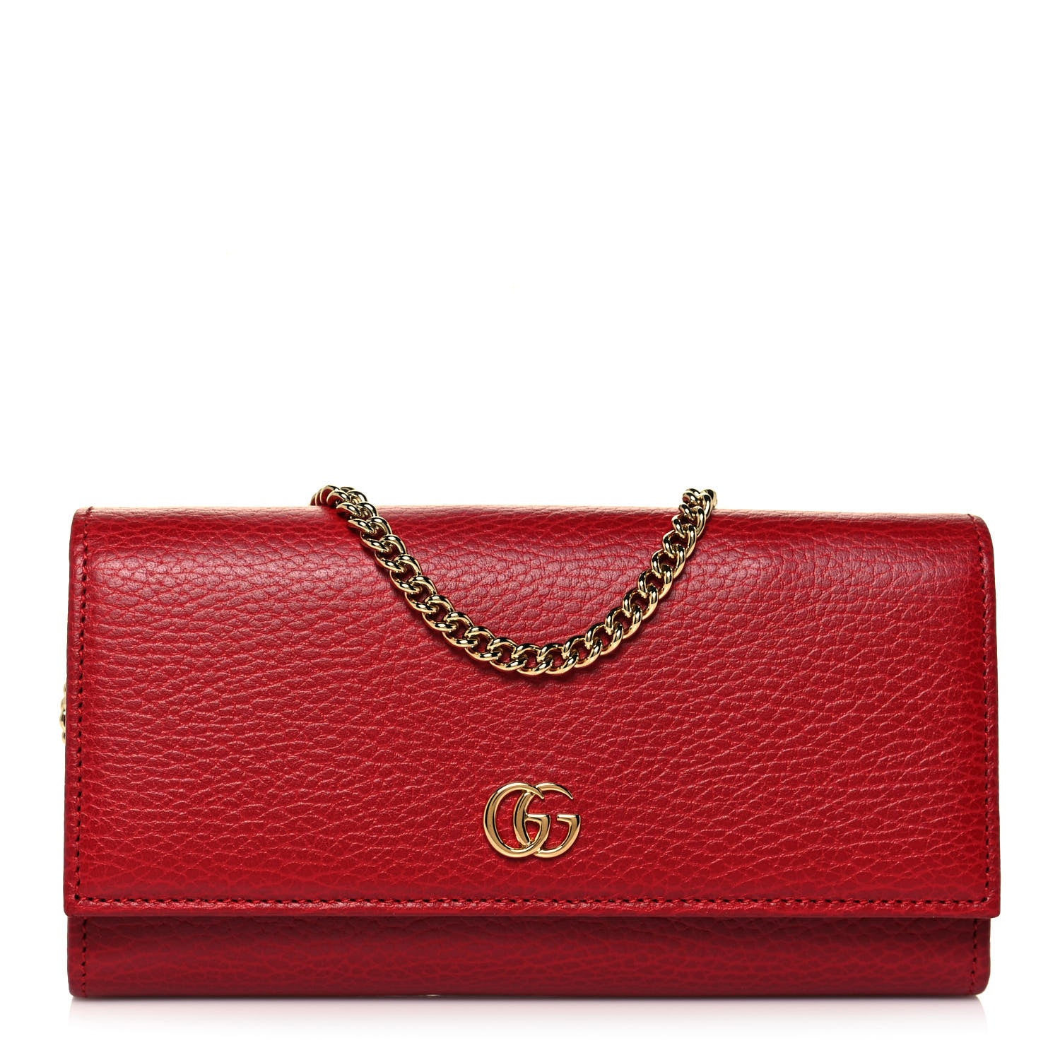 Gucci Dollar Calfskin Petite GG Marmont Wallet Chain Bag Hibiscus Red 1 of 13