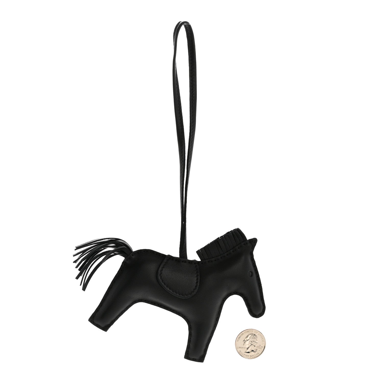 Hermes Milo Lambskin Grigri Rodeo Horse Bag Charm MM So Black 2 of 5