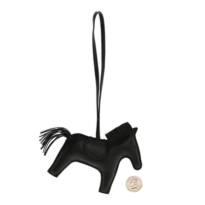 Hermes Milo Lambskin Grigri Rodeo Horse Bag Charm MM So Black 2 of 5