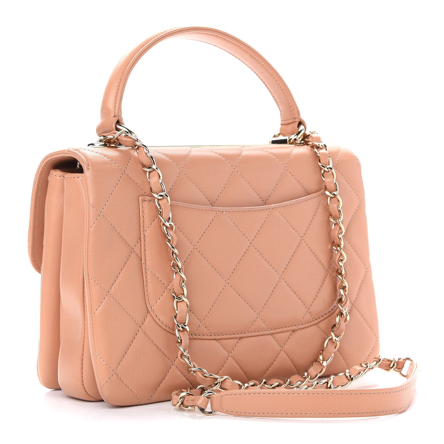Lambskin Quilted Small Trendy CC Dual Handle Flap Bag Camel