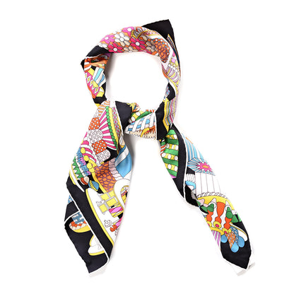 Hermes Silk La Patisserie Francaise Scarf 90 Orange Black Multicolor 1 of 7