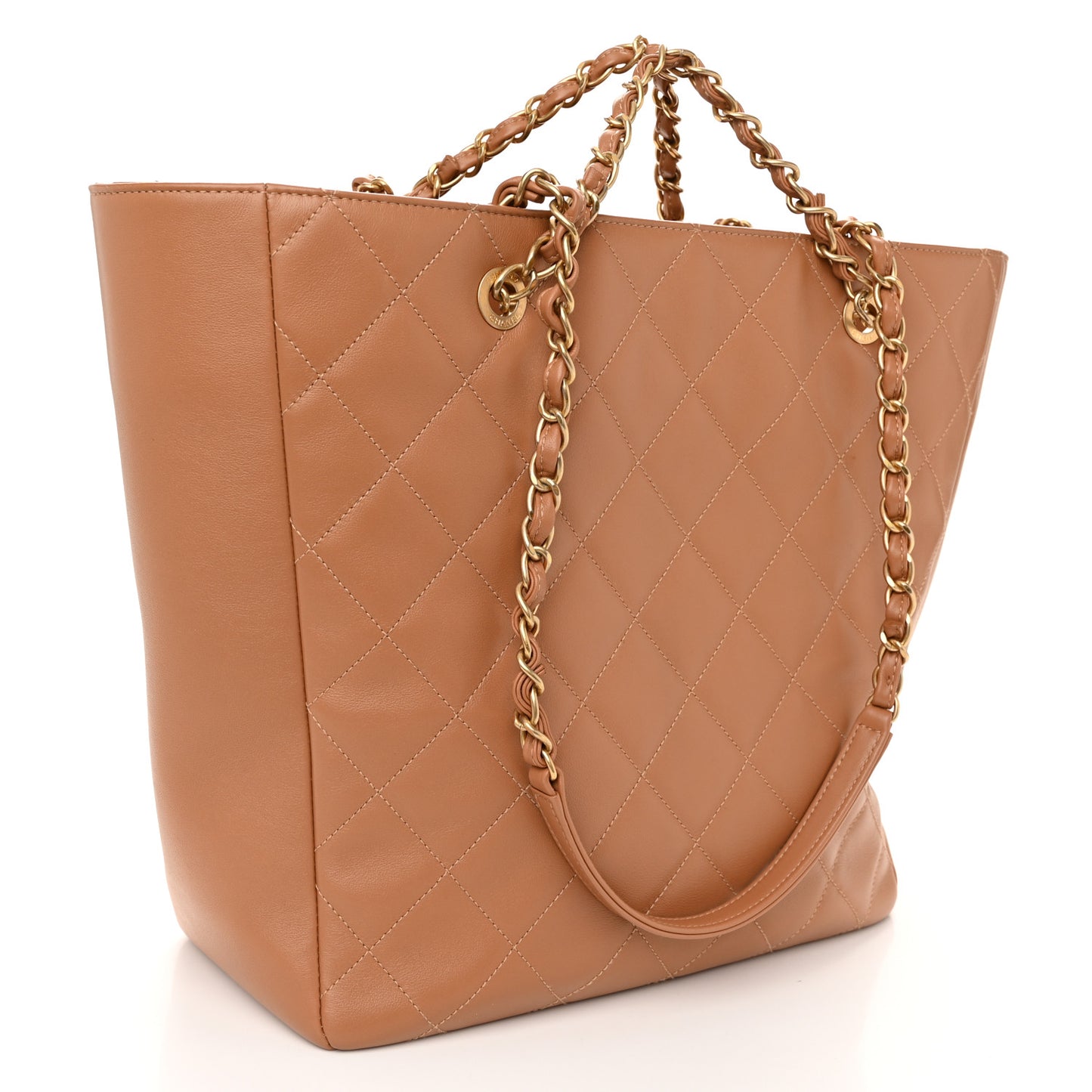 Calfskin Stitched Large Shopping Bag Brown