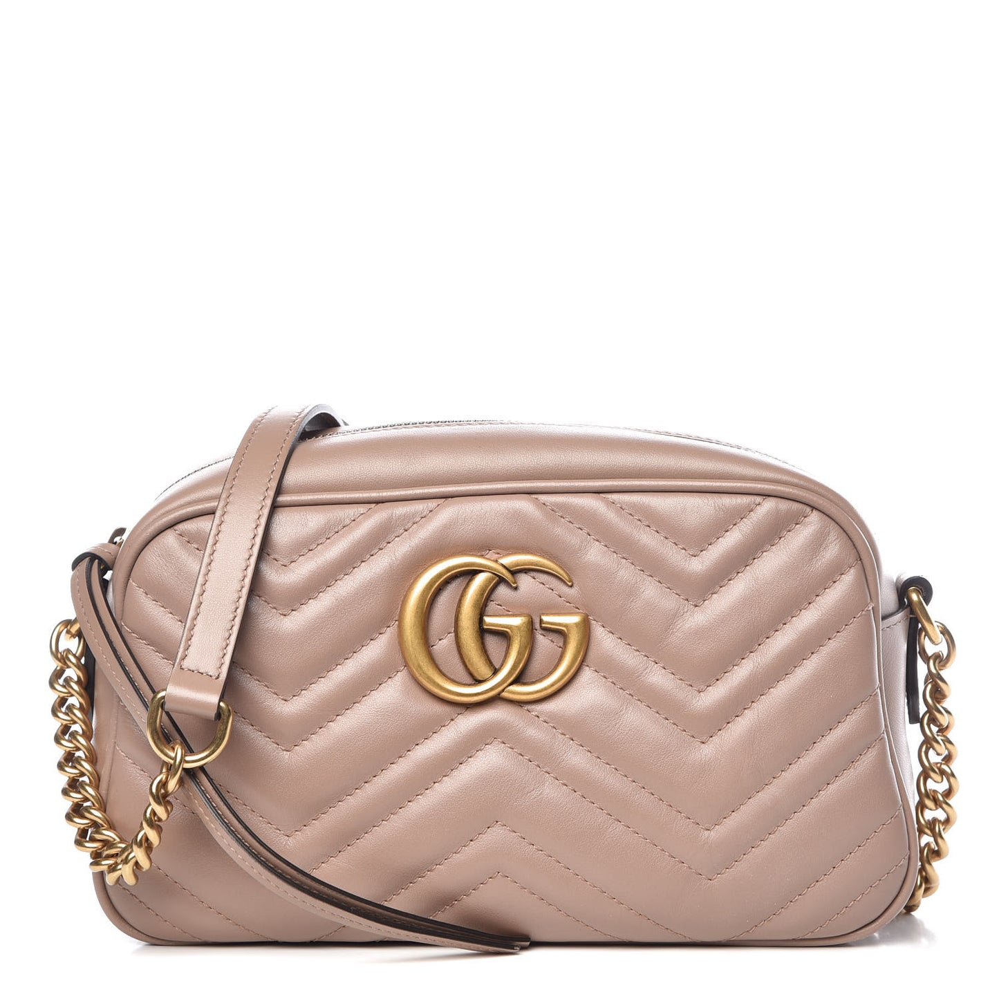 Calfskin Matelasse Small GG Marmont Chain Shoulder Bag Taupe