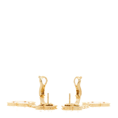 Van Cleef & Arpels 18K Yellow Gold Tiger Eye Carnelian 2 Motifs Magic Alhambra Earrings 3 of 5