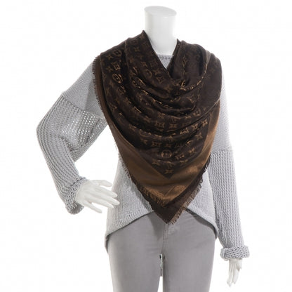 Louis Vuitton Silk Lurex Wool Monogram Shine Shawl Brown 2 of 5