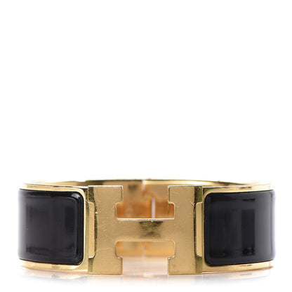 Hermes Enamel Wide Clic Clac H Bracelet GM Black 1 of 6