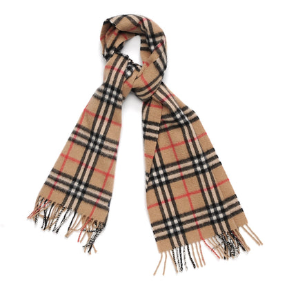 Burberry Cashmere House Check Fringe Scarf Camel 1 of 4