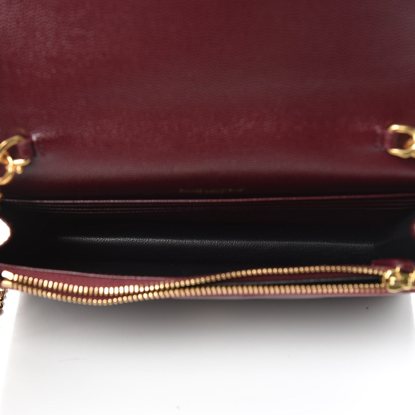 Grain De Poudre Matelasse Chevron Monogram Envelope Chain Wallet Rouge Legion