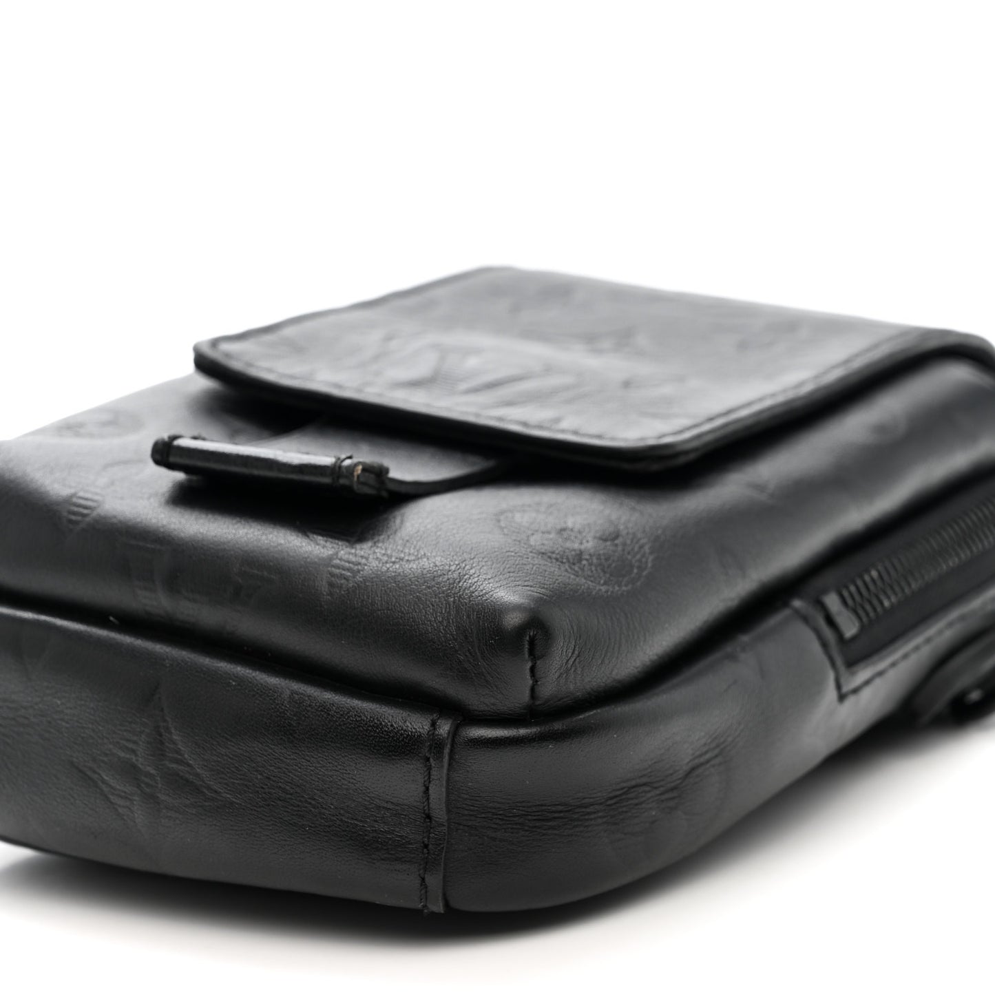 Calfskin Monogram Shadow Double Phone Pouch NM Black