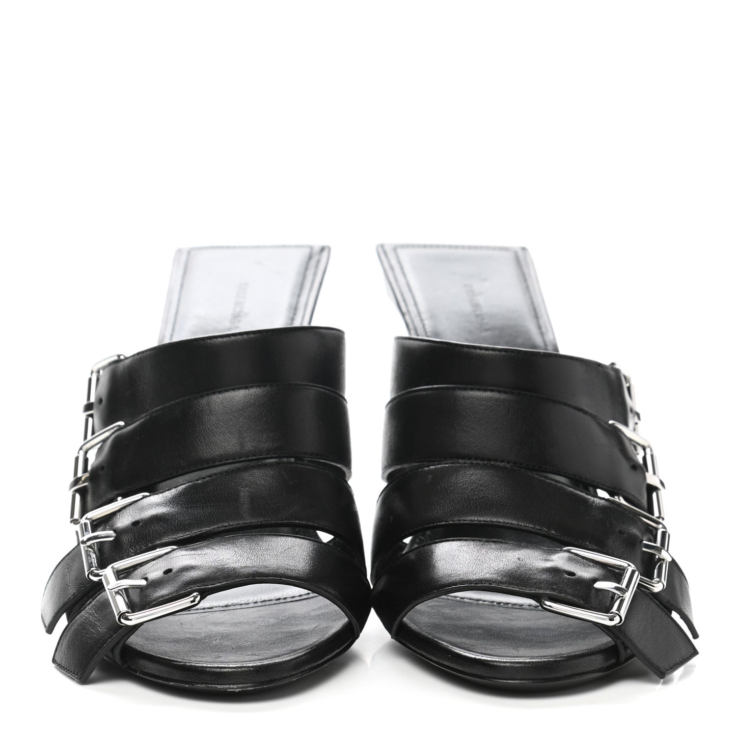 Shiny Sheepskin Bluckle K 80mm Sandals 41 Black