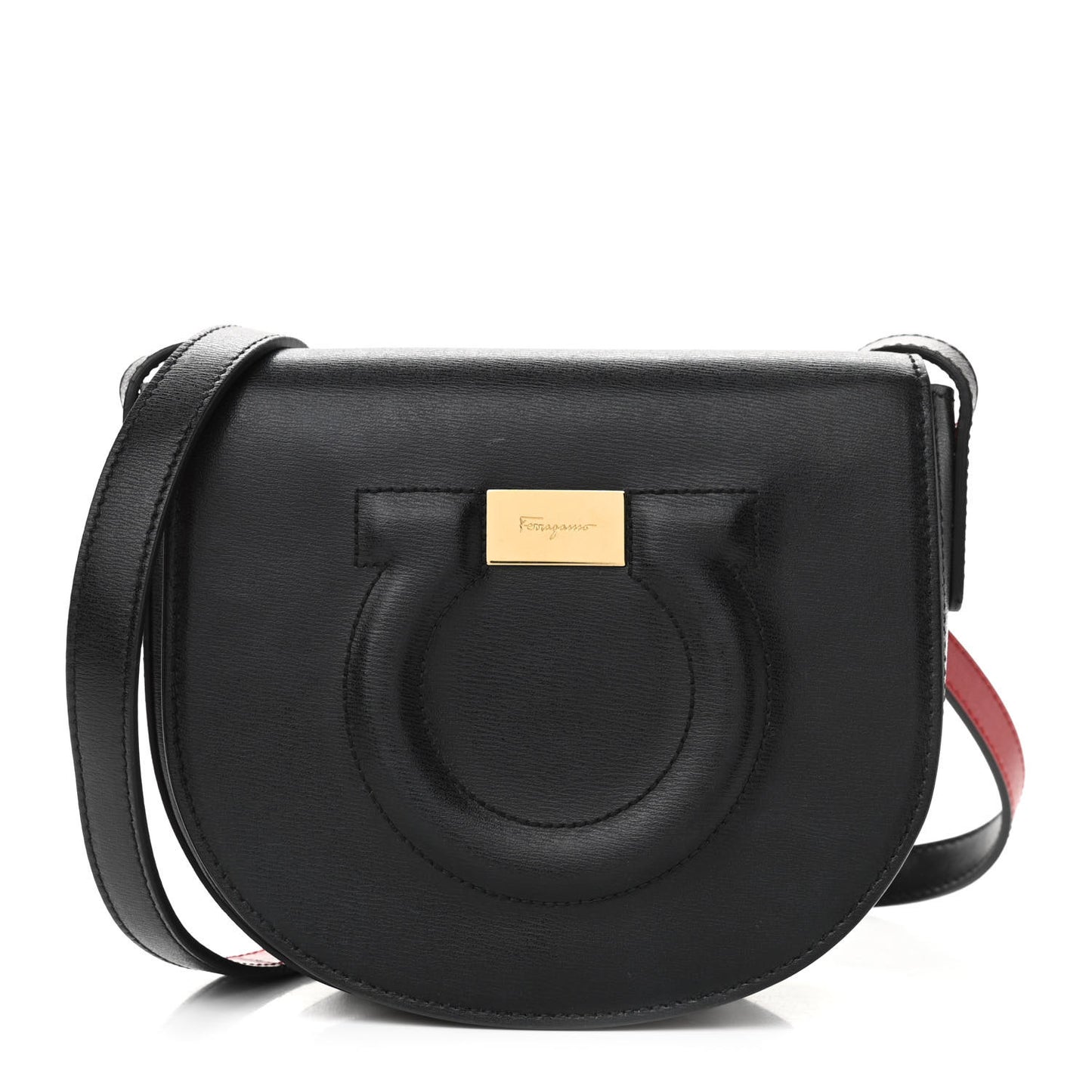 Calfskin Gancio City Saddle Bag Black