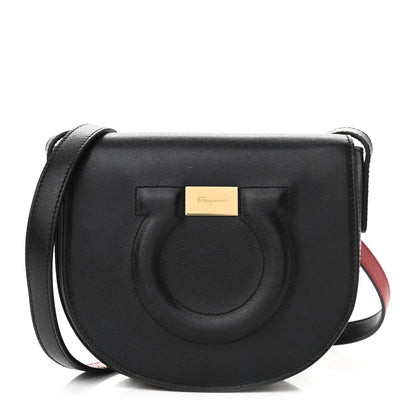 Salvatore Ferragamo Calfskin Gancio City Saddle Bag Black 1 of 10